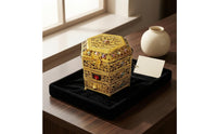 Electric Incense Burner Filigree Metal Incense Burner Electric Censer Gemstone Inlay Home Fragrance Lidded