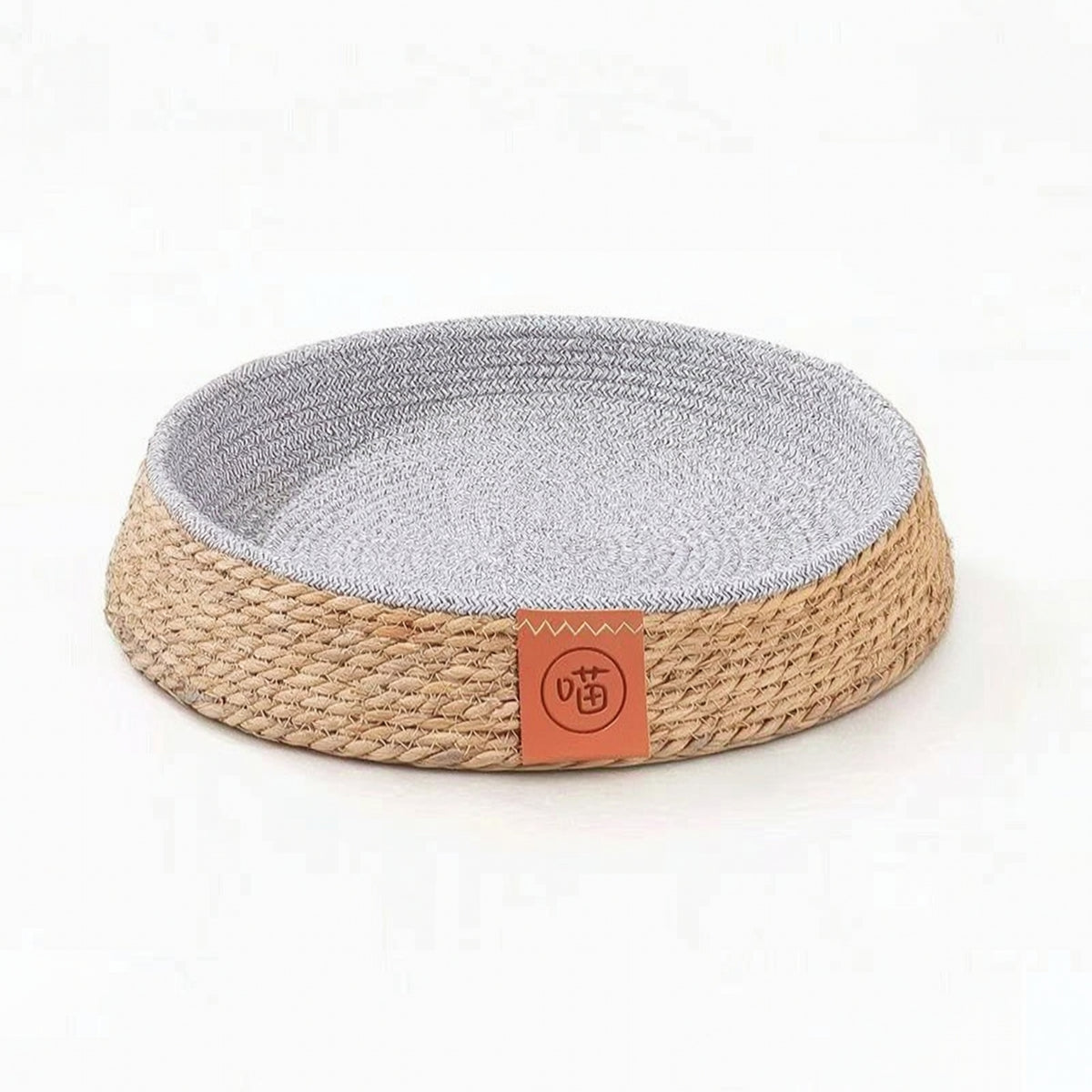 Cat Bed with Raised boarder Cat Basket Bed Scratch-Resistant Woven Basket for Floor