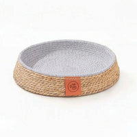 Cat Bed with Raised boarder Cat Basket Bed Scratch-Resistant Woven Basket for Floor