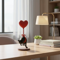 Floating Feline Statue Mini Size Creature Sculpture Glossy Finish for Table