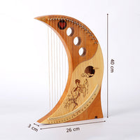 19-String Small Harp Moon Crescent Lyre for Beginners, Miniature Konghou, Small Lyre Instrument