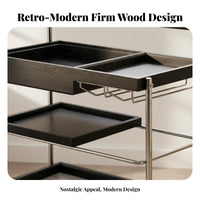 2-Tier Rolling Cart With casters Serving Trolley Retro design for Bedroom, Renters