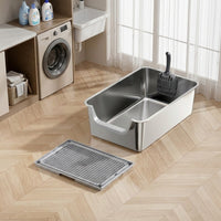 Open high-sided tray with High Sided Steel Tray, Large Open feline Toilet and Pan for Indoor Cats Leak resistant Design