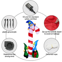 1.8m Christmas Inflatable Elf with Candy Cane Decoration with LED Light for Outdoor Yard Party, AU Plug