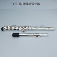 Factory Direct 17-Hole C Key Closed/Open Hole Silver-Plated Flute for Exams and Performance