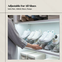Foldable Shoe Organizer, Transparent Layered Storage Box, Space-Saving Divider Rack