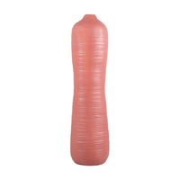 Nordic Style Bean Paste Pink Textured Ribbed Floor Ceramic Vase for Living Room and Entryway, Dried Flower Arrangement, Soft Decoration