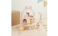 Giftable Pretend Tea Party Dessert Stand Paint Wooden Dessert Playset Even Edges Pink Sweet Shop Play Set Fine Movement Skills for Children