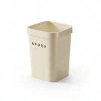 Trash Bin with Pressure Collar Minimalist Square Wastebasket Sleek