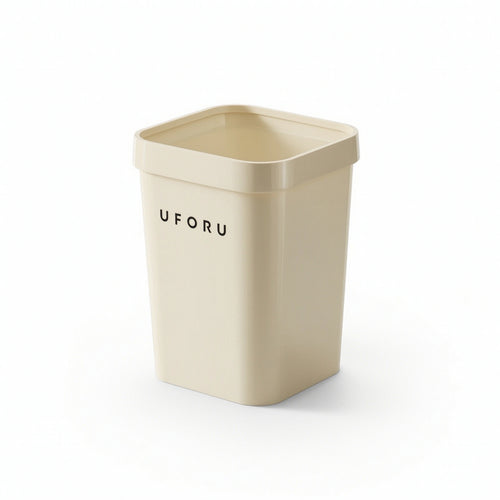 Trash Bin with Pressure Collar Minimalist Square Wastebasket Sleek