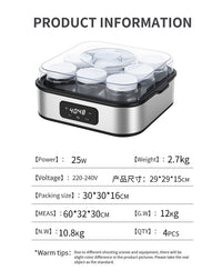 跨境专供可触屏款9杯酸奶机早餐机分杯装布丁发酵机YOGURT MAKER 欧规