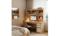Wide Desktop Computer Desk with Bookshelf Modern Design Study Desk with Bookshelf Easy Assembly Home Furniture Sturdy Construction for Dorm Room