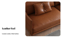 3-Seater Modern Couch Genuine Leather Upholstery 3-Person Couch Down-Filled seat pads Sofa for Apartment Dwellers, Homeowners, Lounge Area