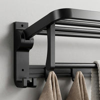 Bathroom Accessories Set with Wall Mounted Towel Rack for Washroom, Foldable Aluminium Storage for Apartment Families