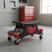 Rolling Mechanic Seat Height Adjustable Mechanic Stool Multi-Slot Organizer