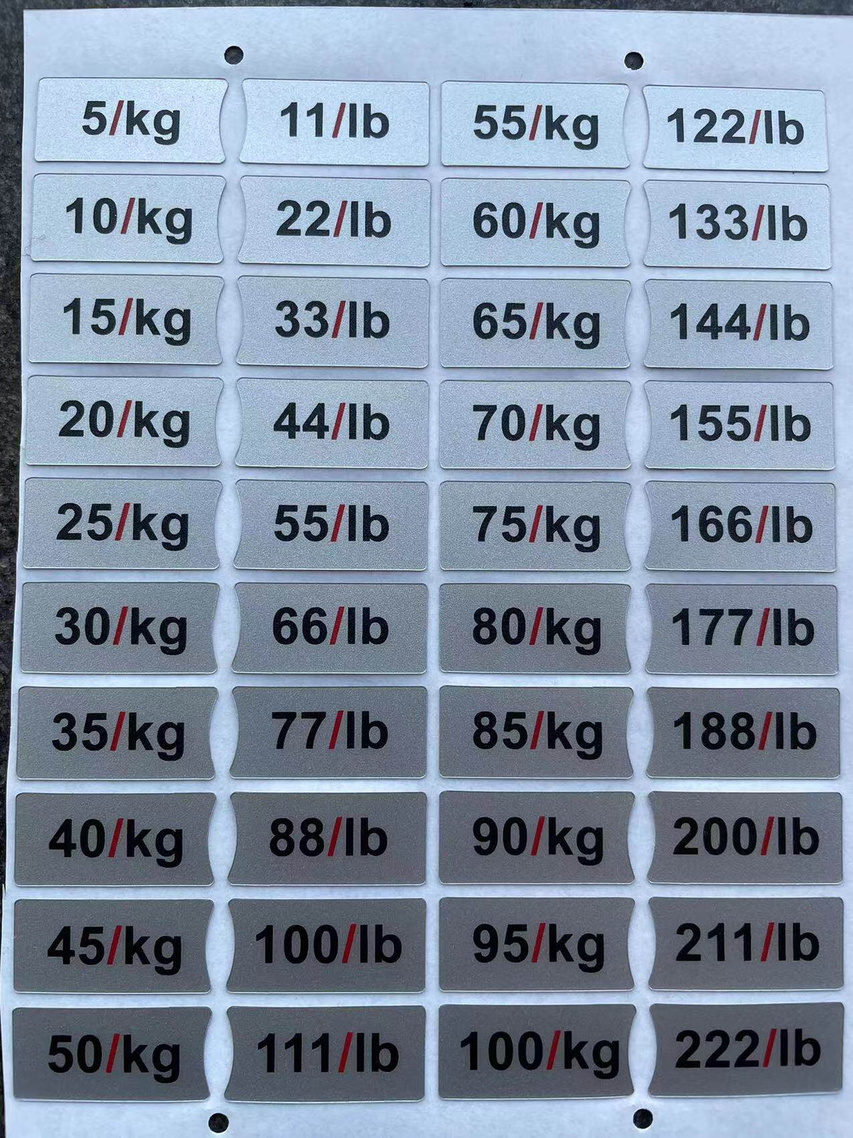 MBH Weight Plate KG Number Sticker 2024