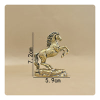 Antique Brass Horse Decor Aged Golden Tone Home Ornament Darkened Detailing