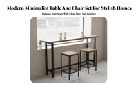 Narrow Bar Table Solid Wood Top Narrow Counter-Height Table Sturdy Metal Frame Pub Desk for Business Owners, Homeowners, Cafe, Restaurant, Dining Room