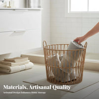Woven container with Lid French & design Laundry Hamper Large Capacity for Living Room