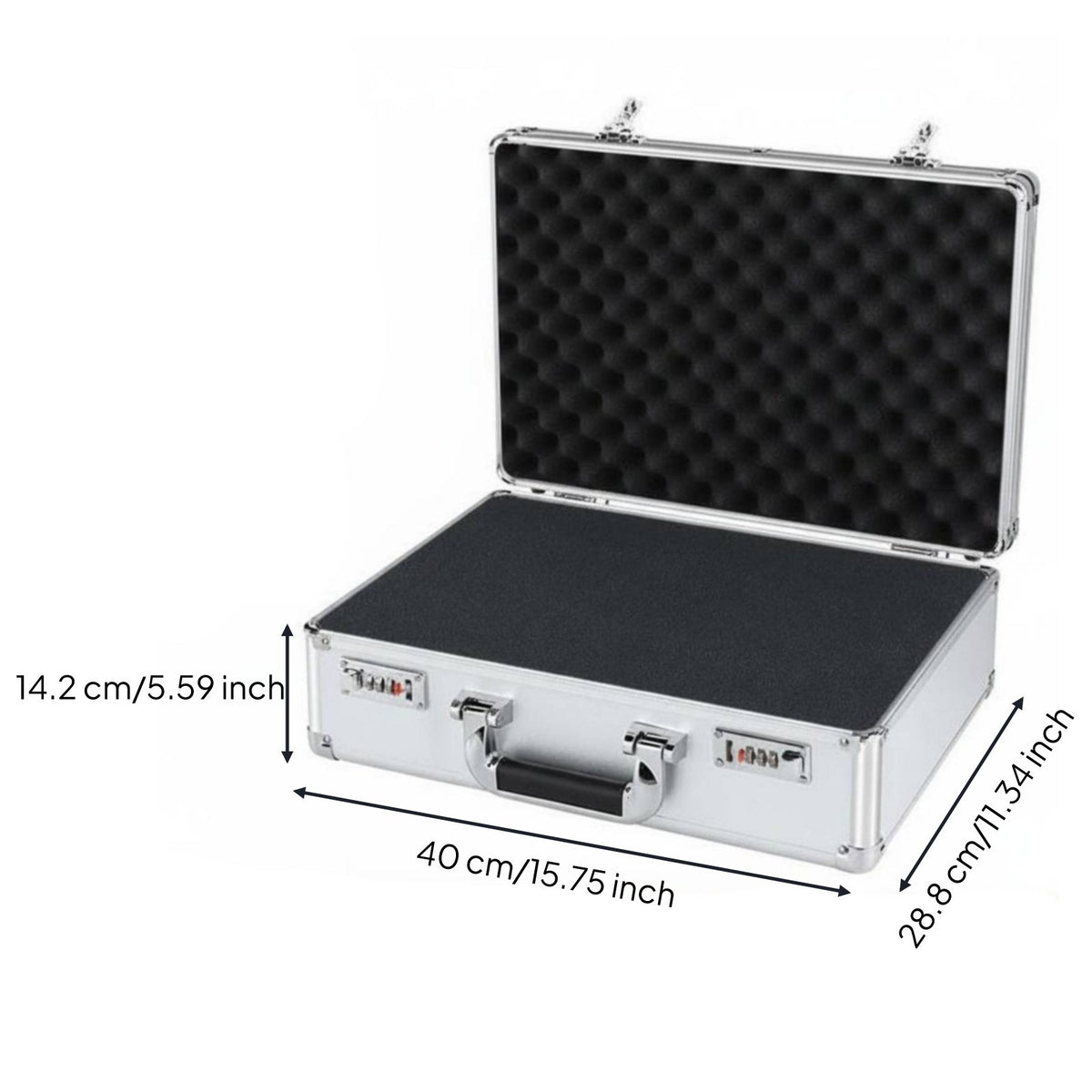 Aluminum Hard Case with Foam Shockproof Hard Shell Toolbox Reinforced Corners
