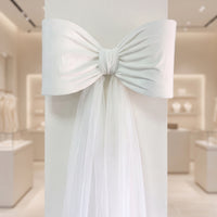 Mesh Bow with Drape White Tulle Bow Translucent for Brides, Wedding Planners, Window Display, Photography Backdrop