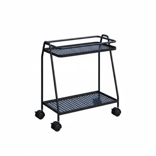 2-Tier Rolling Flower Rack With Wheels Utility Trolley Raised Edges