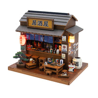 Japanese Izakaya Scene Lighted Miniature Izakaya Model Detailed DIY Wooden Miniature House for Bookshelf