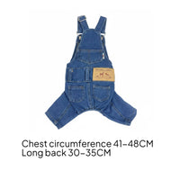 Dog Denim Overalls Adjustable Straps Denim Dog Overalls Skin Friendly
