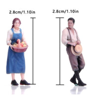 2 Pieces Farm Figurine Realistic Feature 1/64 Scale Miniature People