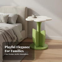 Flower Shaped Side Table Cream Look Flower Shaped End Table Floral Design Nightstand Rounded Edges Household Furniture