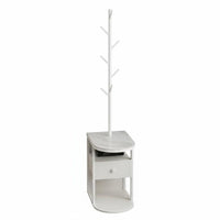Nightstand with Coat Rack Multi-Functional Bedside Organizer Freestanding