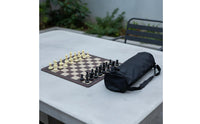 Chess game Faux Wood Grain Rubber Mat Chess Board  Travel Board Game for Beginners, Students, Tournaments, School Organizations