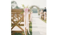 Chair Back Flower with Ribbon Lifelike Pew Flowers Handmade for Brides