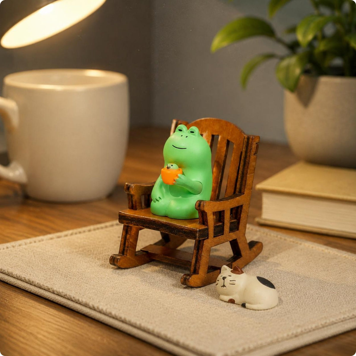 3 Pieces Frog Rocking Chair Ornament Cute House Decoration Stress Relief