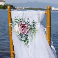 Outdoor Wedding Chair Back Rose and Table Corner Bouquet Artificial Flowers