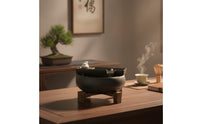 Ceramic Fountain with Wooden Stand Quiet for Tea Table