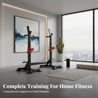 Heavy Duty Steel Construction Squat and Bench Press Set High Load Capacity Multi-Function Weight Lifting Rack Safety Spotter Arms Adjustable Squat Rack Easy Assembly for Weightlifters, Fitness Enthusiasts