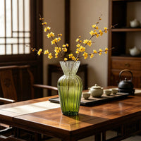 3 Pieces Green Striped Vase Fluted Design Stripe Vase Gift Idea for Living Room