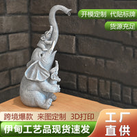跨境一拖二亲子象庭院创意装饰摆件别墅花园草坪雕像树脂动物摆件