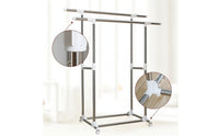 Adjustable Clothes Rack with Wheels Freestanding Double Rod Clothes Rack Long-Lasting Furniture Heavy Duty for Indoor