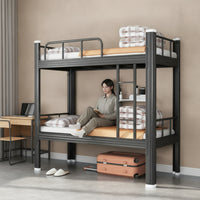 Iron Bunk Bed Space-Saving Metal Bunk Bed Furniture for Employees, Roommates, Student Apartment, Employee Housing, Shared Room