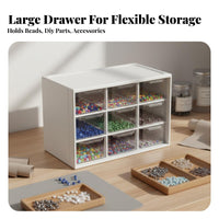 Large Capacity Transparent Bead Organizer Space-Saving 9-Drawer Storage Box Multipurpose for Crafters, Makeup Users, Desktop, Desk, Bedroom