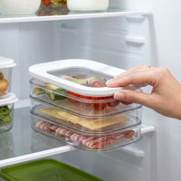 3-Tier Food Container Transparent Refrigerator Organizer Low-Profile for Freezer