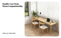 2 Pieces Long Two Person Desk Spacious Tabletop Solid Wood Computer Desk Firm Workstation Structure Writing Table Suitable for Remote Workers Professionals Home Study