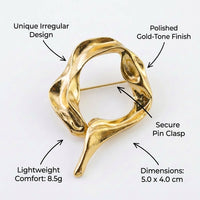 Geometric Brooch Pin for Women Men, Abstract Lapel Pin Sculptural Statement Jewellery, Electroplated Zinc Alloy Brooch for Hat Scarf Dress Sweater