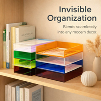 Clear Acrylic File Holder Office Organizer, Single Tier Desktop Rack for Desk, A4 Document Storage for Study Room and Professionals