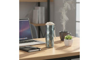 Coffee Cup Spill-Resistant Lid Portable Water Bottle Stylish Wavy Texture Insulated Tumbler for Travel, Office, Outdoor
