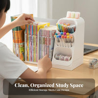 Expandable Bookend with Pen Holder Detachable Design Desk Organizer for Students