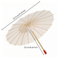 Traditional Paper Umbrella with Bamboo Frame White Blank Paper Umbrella Customizable Bamboo Sun Shade Unpainted for Artists