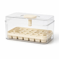 Ice Cube Tray with Lid and Bin Rectangular Container Manual for Freezer